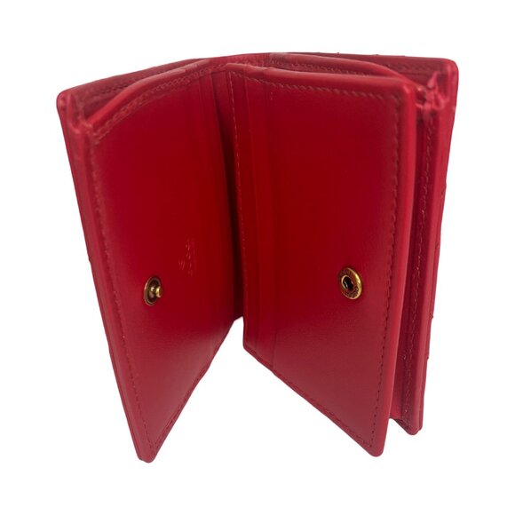 Authentic Gucci Red Double G Logo Leather Compact Wallet - Picture 2 of 4